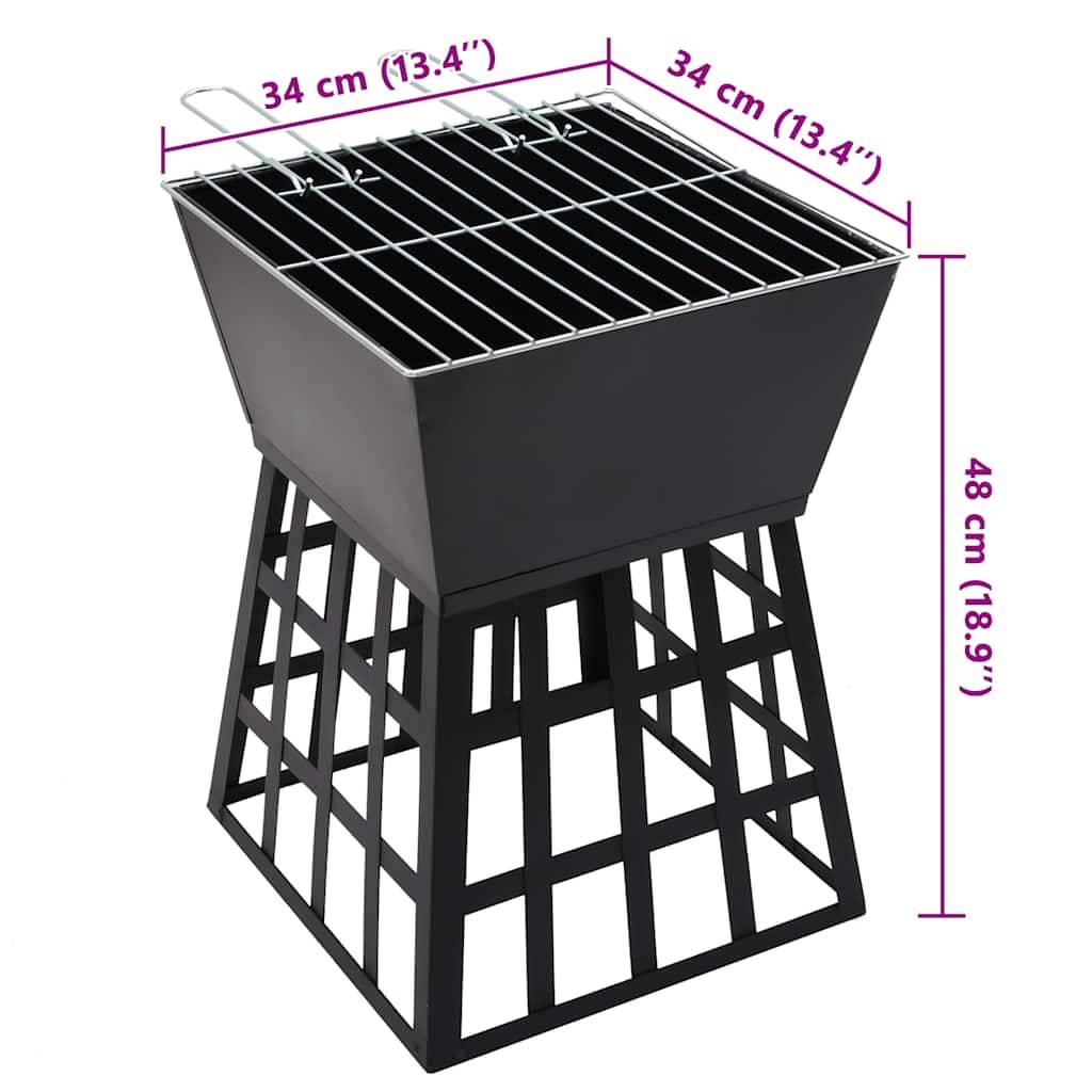 Brasero Barbecue 2-en-1 Acier pour Jardin Foyer Extérieur Compact avec Grille 34x34x48 cm - ComfortXL Outdoor Living - Image 8