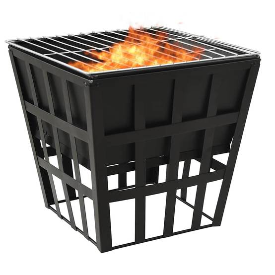 Brasero Barbecue 2-en-1 Acier pour Jardin Foyer Extérieur Compact avec Grille 34x34x48 cm - ComfortXL Outdoor Living - Image 3