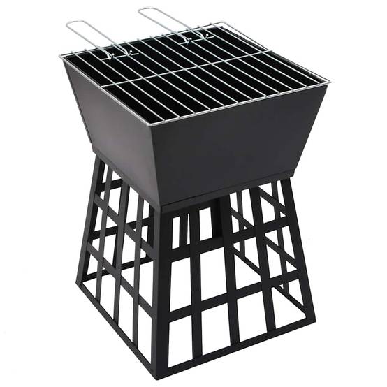 Brasero Barbecue 2-en-1 Acier pour Jardin Foyer Extérieur Compact avec Grille 34x34x48 cm - ComfortXL Outdoor Living - Image 5