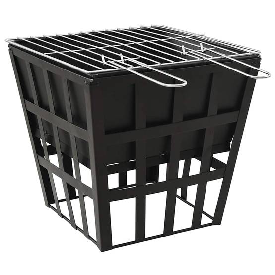 Brasero Barbecue 2-en-1 Acier pour Jardin Foyer Extérieur Compact avec Grille 34x34x48 cm - ComfortXL Outdoor Living - Image 2