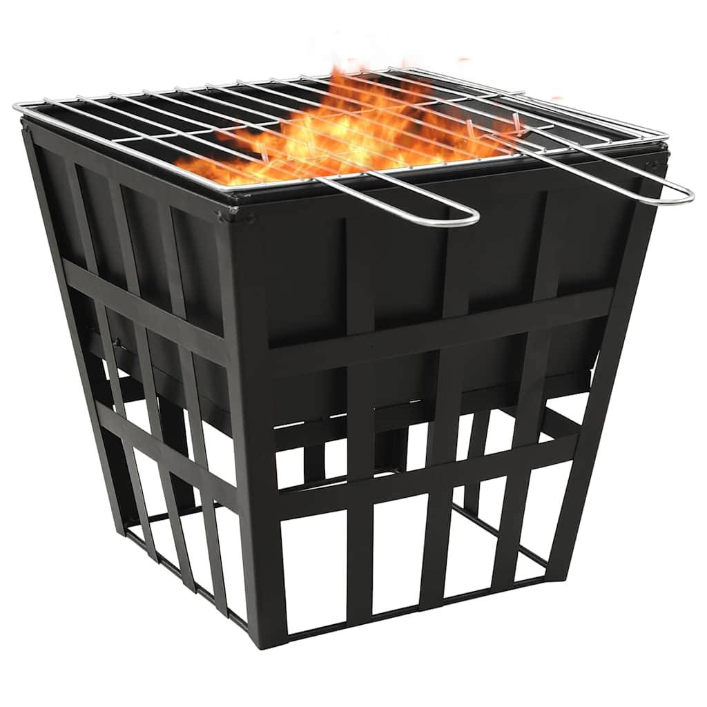 Brasero Barbecue 2-en-1 Acier pour Jardin Foyer Extérieur Compact avec Grille 34x34x48 cm - ComfortXL Outdoor Living - Image 1