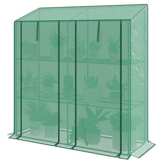 Serre de balcon acier PE 3 étages pour plantes avec housse renforcée 143x46x151cm vert - ComfortXL Outdoor Living - Image 2