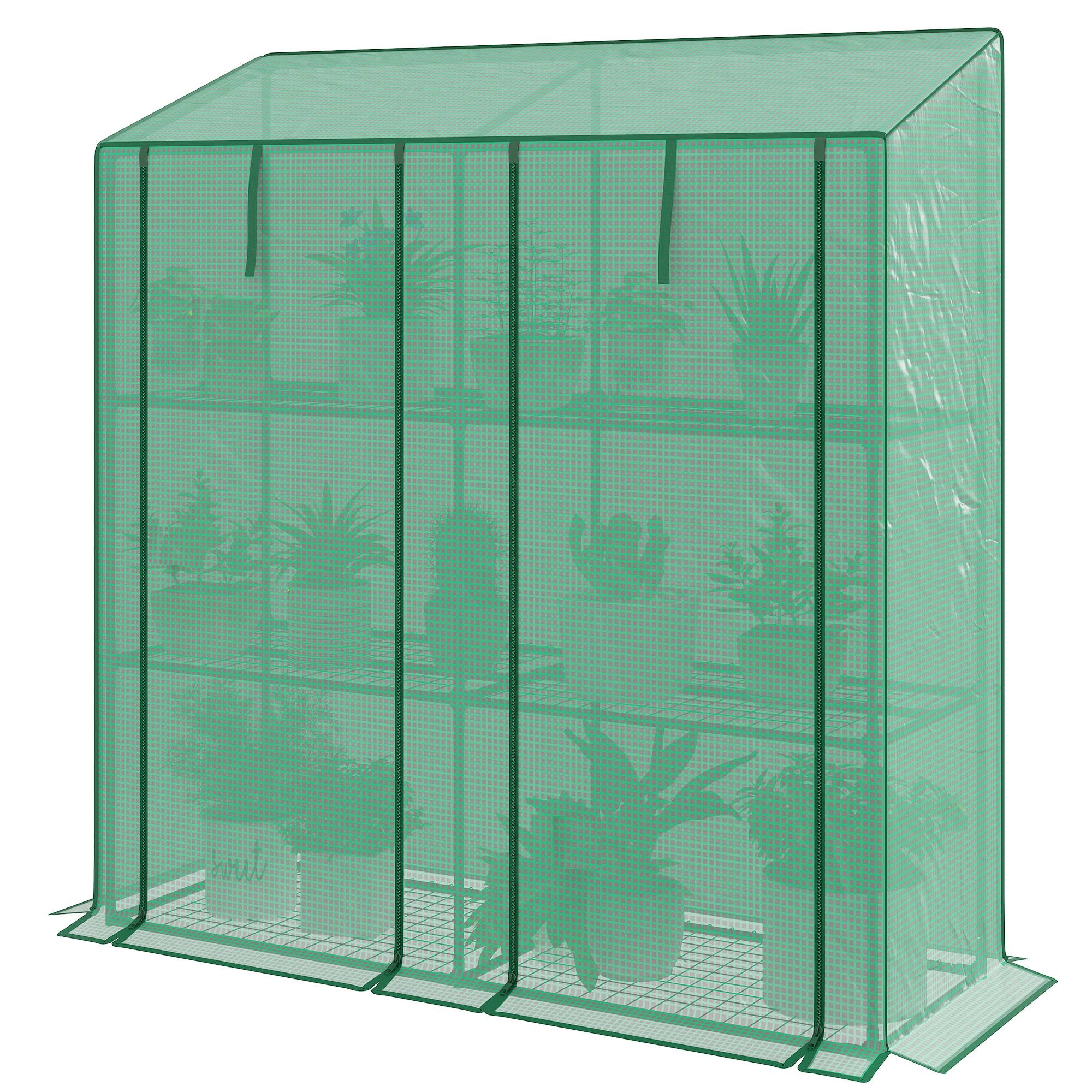 Serre de balcon acier PE 3 étages pour plantes avec housse renforcée 143x46x151cm vert - ComfortXL Outdoor Living - Image 2