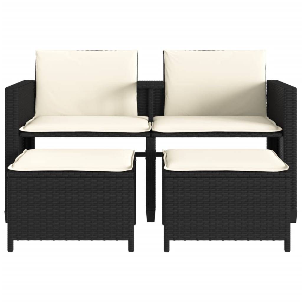 Lot de 4 tabourets effet rotin bois et noir Rosano