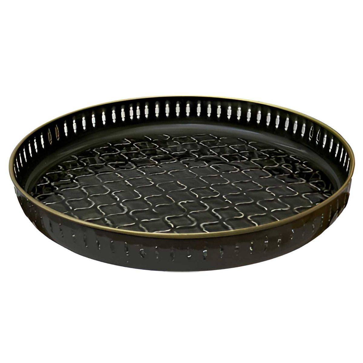 Bazardeluxe - Plateau en métal avec trépied en bambou Jali 60 cm - Imagen 1