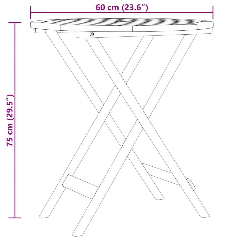 PANGIVO - Table de jardin pliable bois d'eucalyptus solide Ø60 x 60 x 75 cm - PANGIVO - Image 6