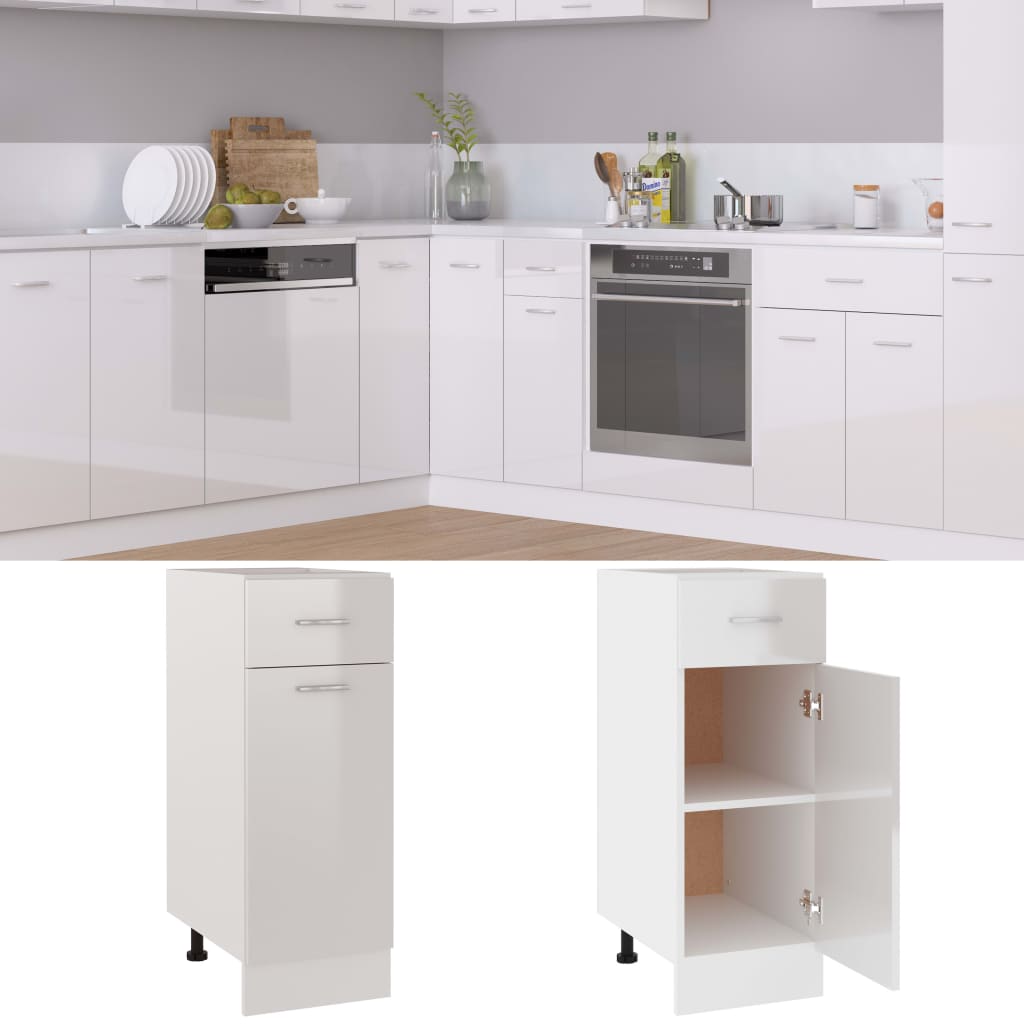 Vidaxl - Armoire de plancher à tiroir Blanc brillant Bois d'ingénierie - vidaXL - Imagen 1