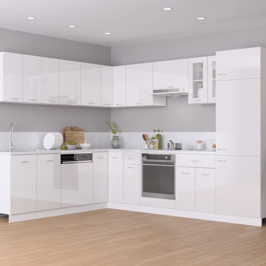 Vidaxl - Armoire de plancher à tiroir Blanc brillant Bois d'ingénierie - vidaXL - Imagen 3