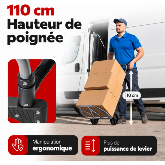 Diable pliable Chariot de transport charge max.150kg pliable grande capacité de charge - Image 3
