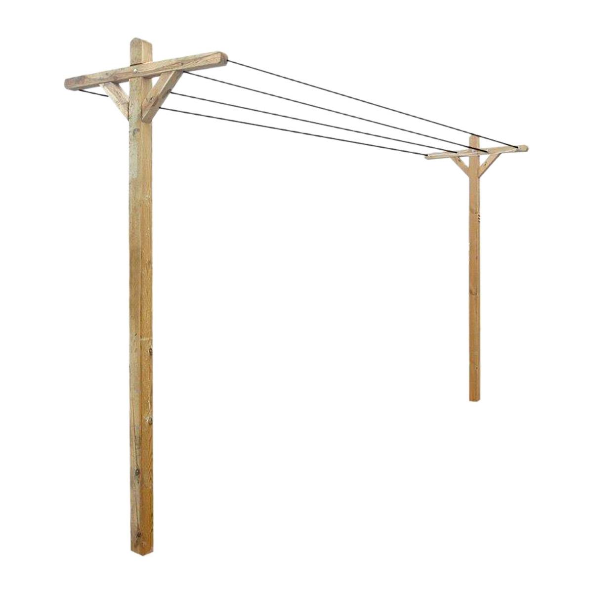 Kit étendoir à linge extérieur bois Séville + 2 supports à enfoncer - Cémonjardin - Image 3