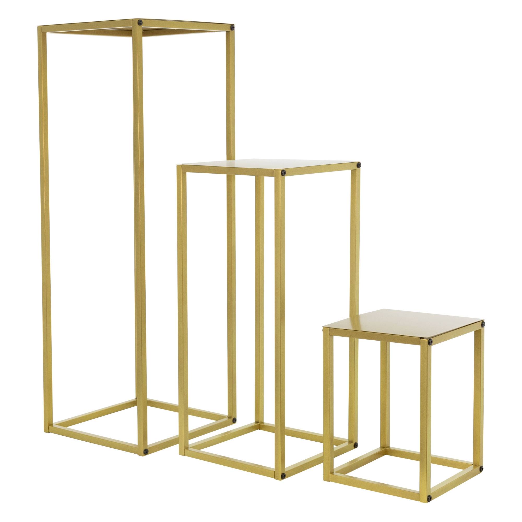 Lot de 3 support de fleurs moderne pot à plantes en métal doré tabouret à fleurs - Image 1