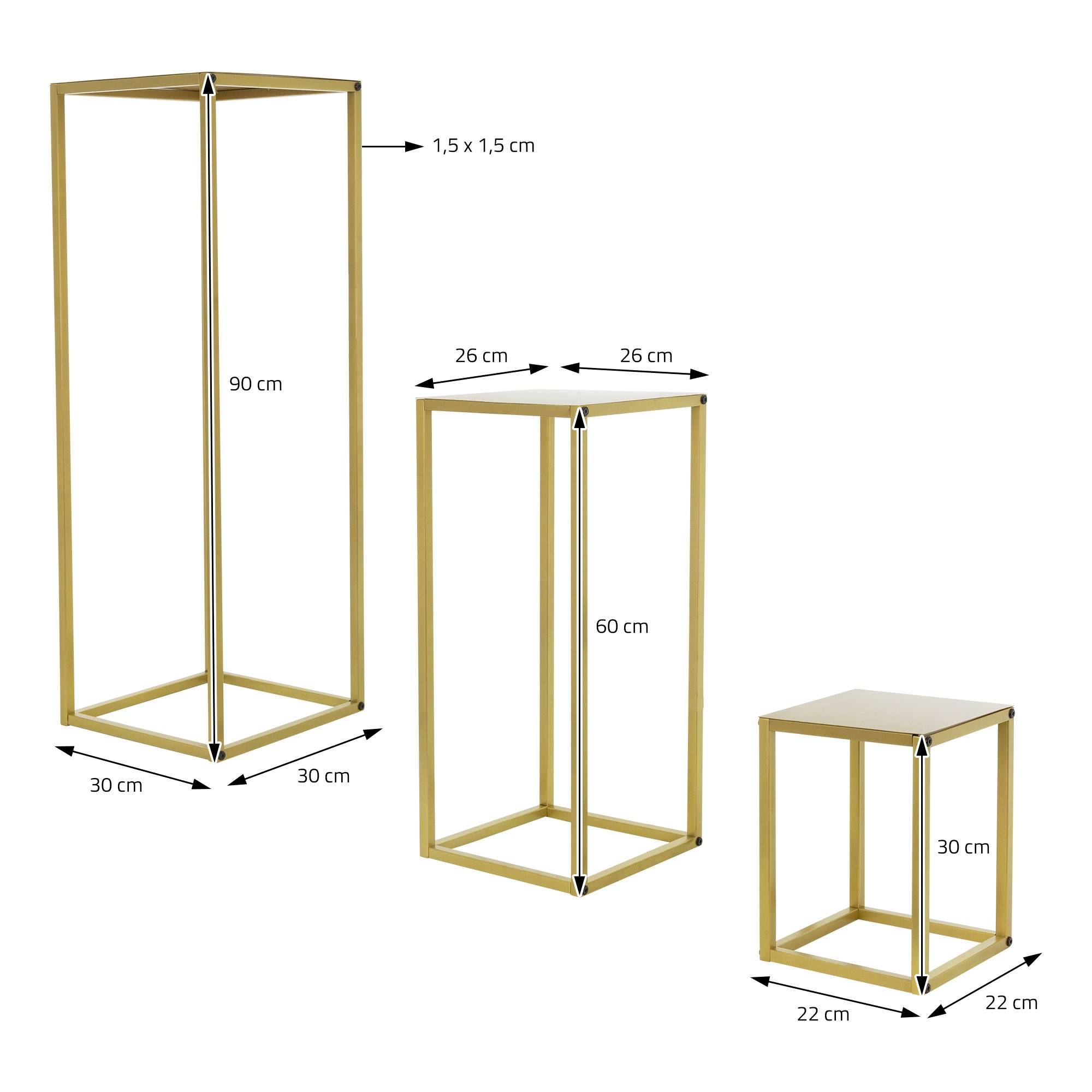 Lot de 3 support de fleurs moderne pot à plantes en métal doré tabouret à fleurs - Image 5