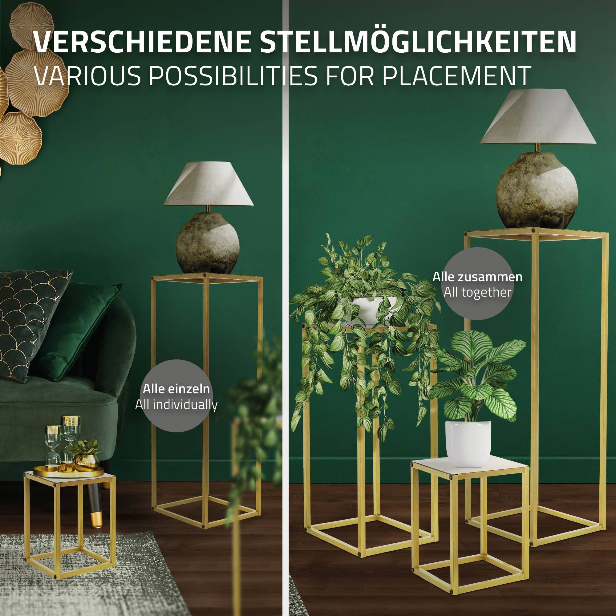 Lot de 3 support de fleurs moderne pot à plantes en métal doré tabouret à fleurs - Image 4