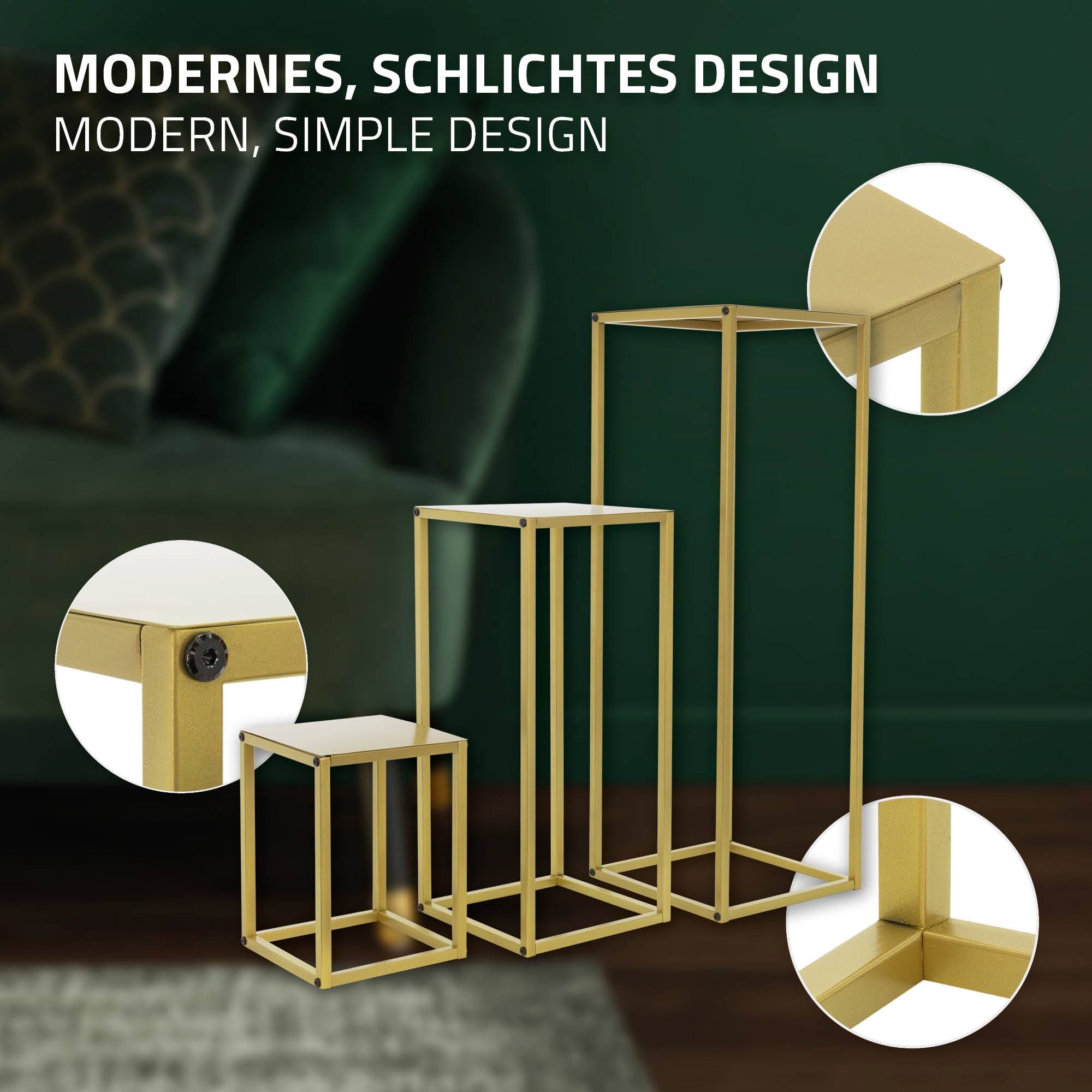 Lot de 3 support de fleurs moderne pot à plantes en métal doré tabouret à fleurs - Image 3