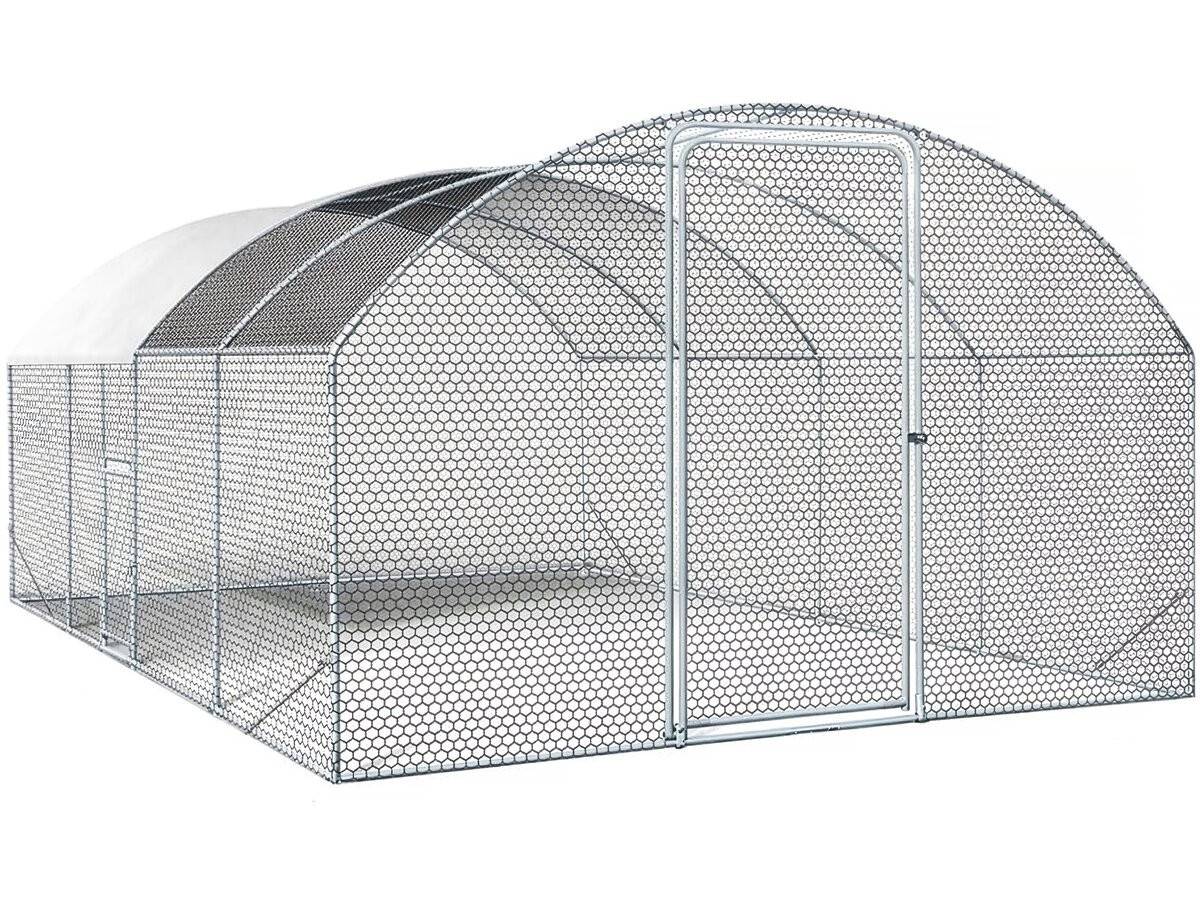 Enclos à Poules Dôme 15 M² Parc Grillagé "cocorico" - 5 X 3 M - Acier Galvanisé -habitat Et Jardin