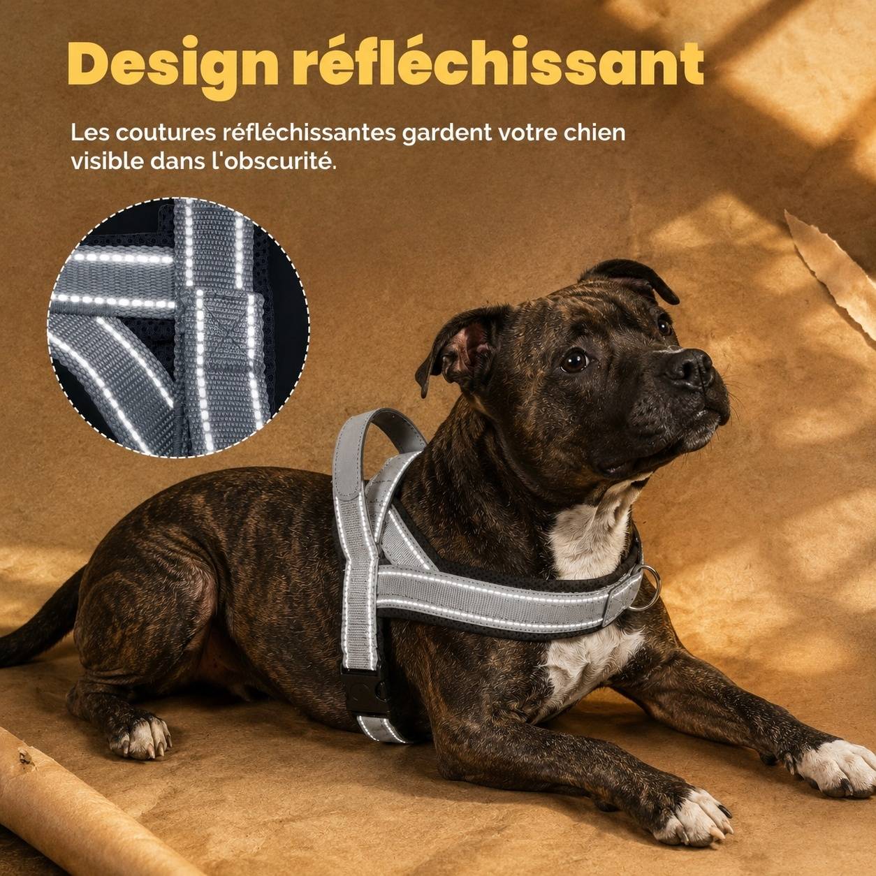 Harnais Anti Traction pour Chien Petit et Moyen Réglable Respirant Réfléchissant Poignée Rembourrée - Image 6