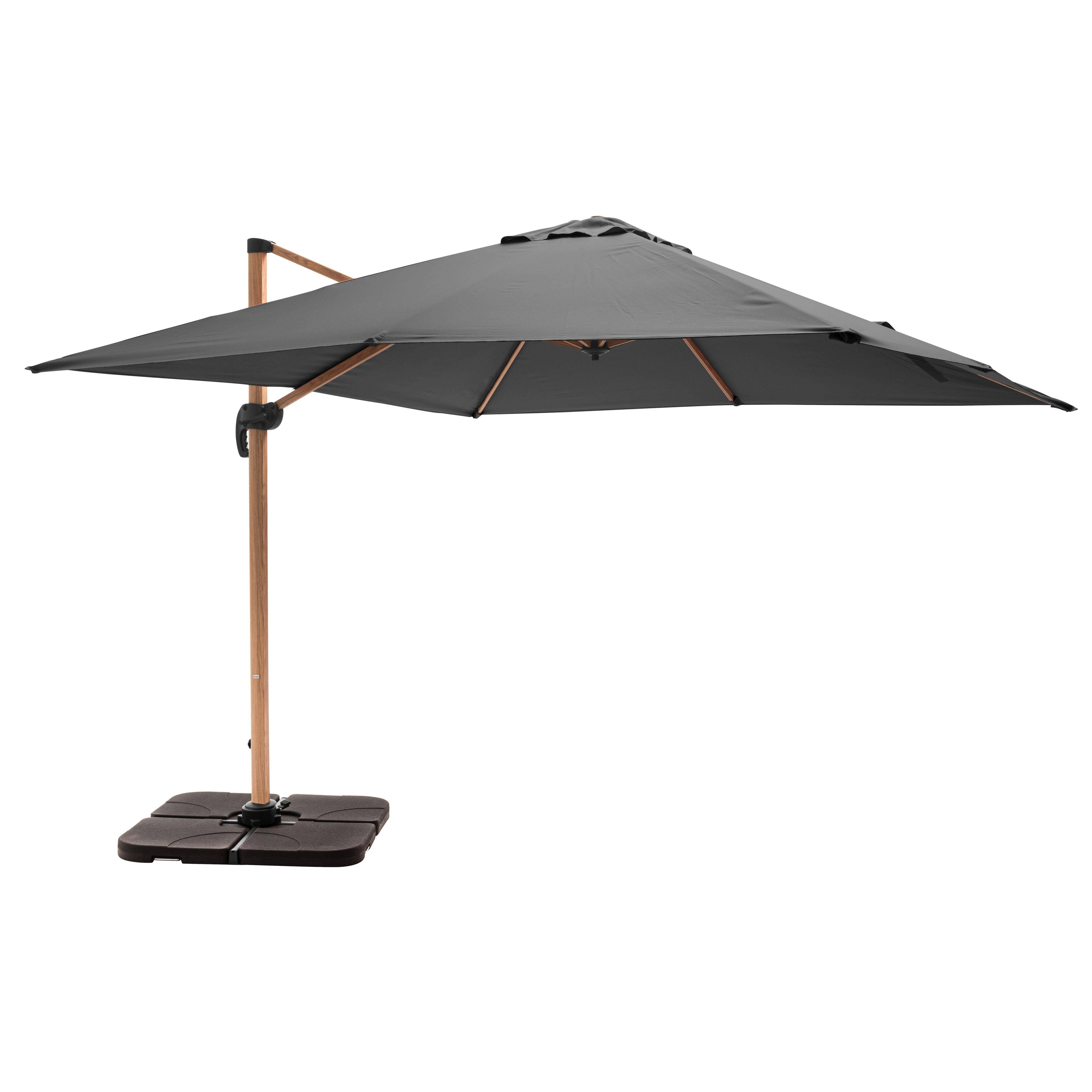 Oviala - Parasol déporté 3x3m et 4 dalles à remplir effet bois gris Brescia - Oviala