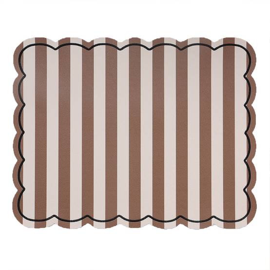 Opjet - Set de table rectangulaire à rayures avec bords ondulés - OPJET - Polyester - Marron Clair - Image 1