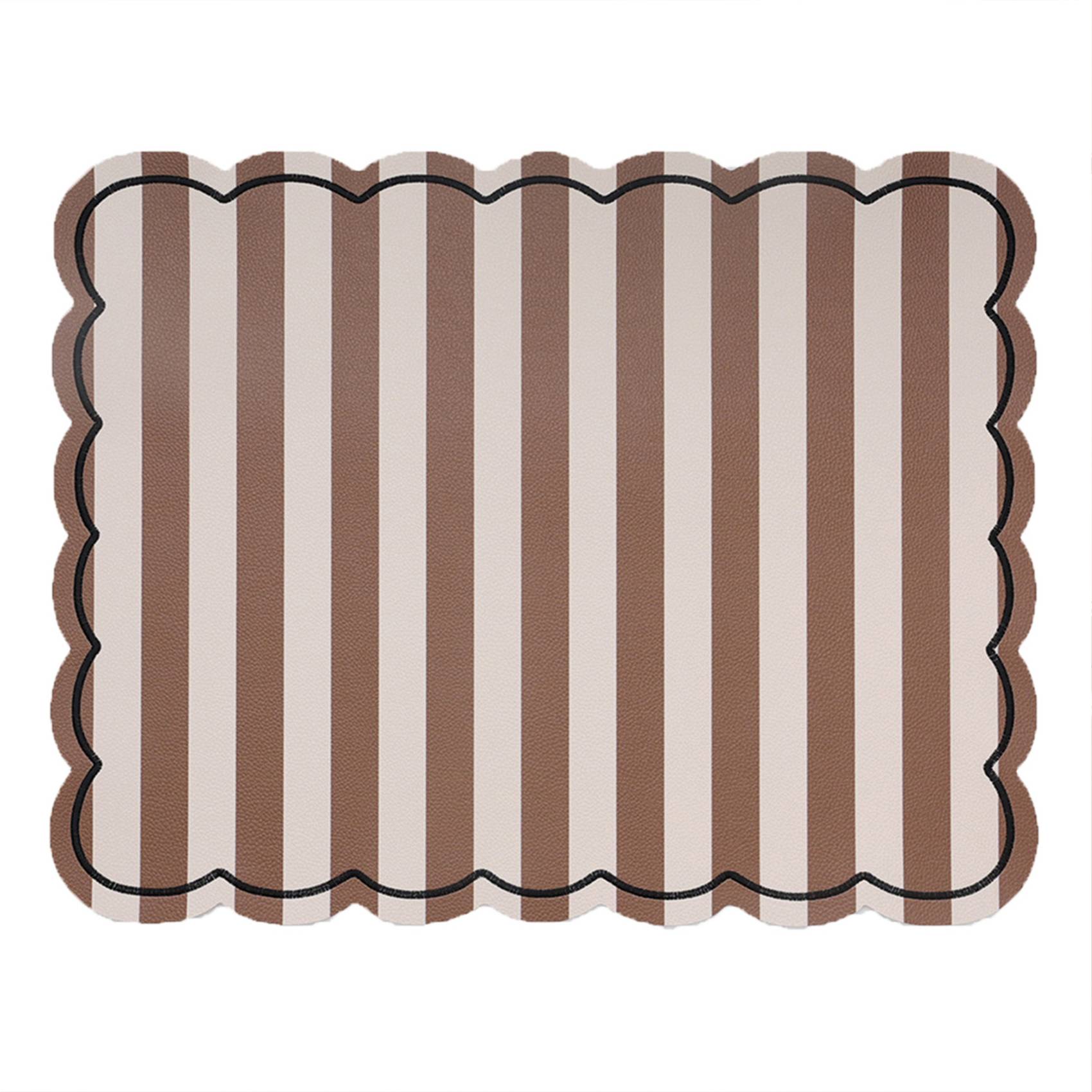 Opjet - Set de table rectangulaire à rayures avec bords ondulés - OPJET - Polyester - Marron Clair - Image 1