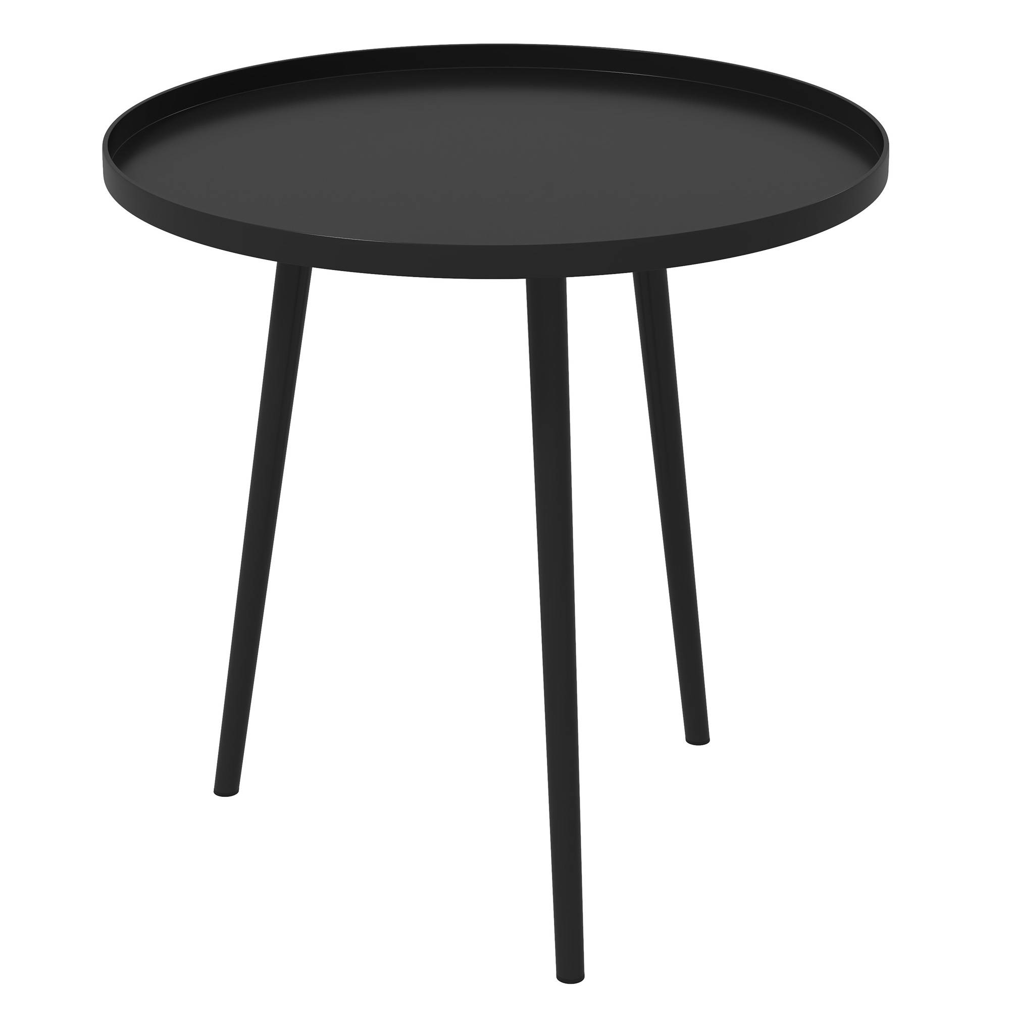 Table d'appoint d'extérieur, table de jardin, table de terrasse ronde, acier, Ø 40 x H 50 cm, noire - Image 1