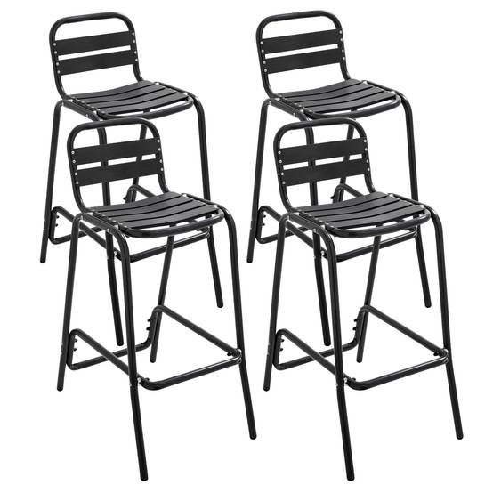 Oviala - Lot de 4 chaises haute en aluminium noir Soho - Oviala - Image 1