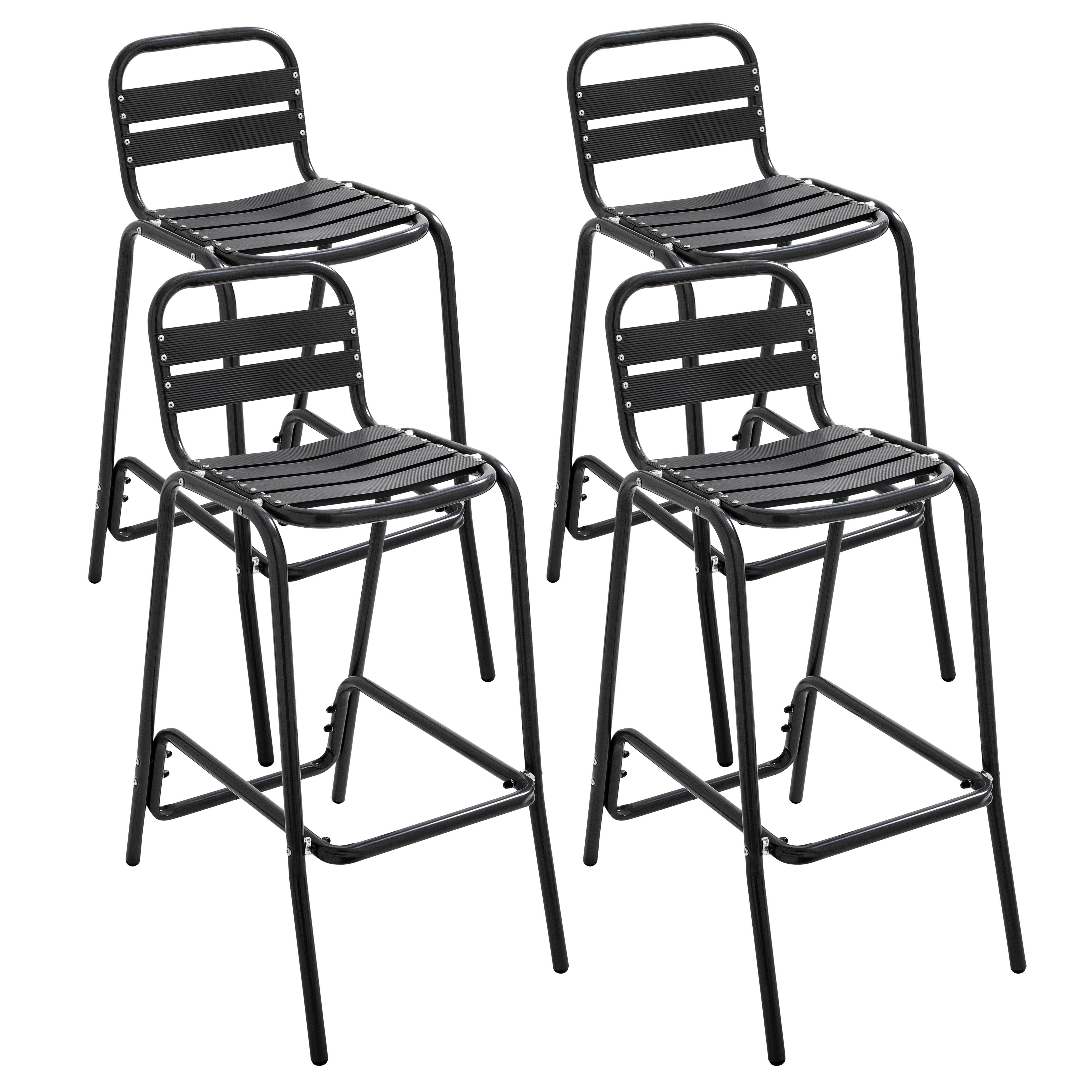 Oviala - Lot de 4 chaises haute en aluminium noir Soho - Oviala