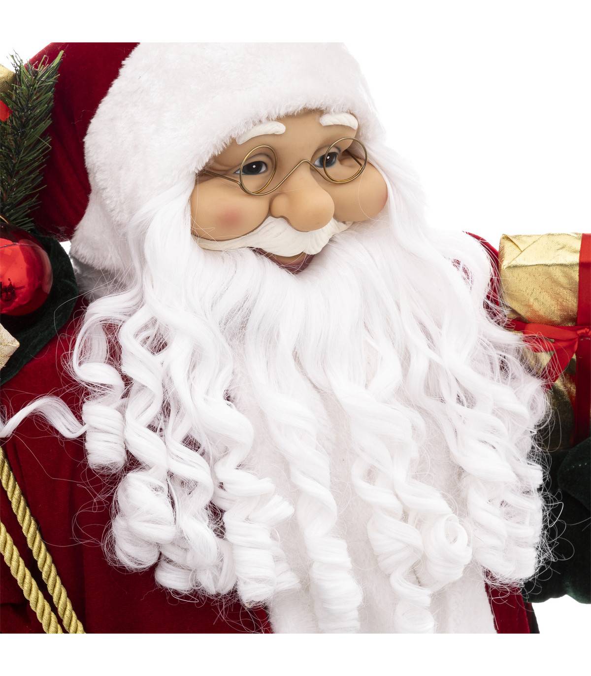 Grand Père Noël traditionnel en velours rouge et fourrure blanche H 120 cm - Image 2
