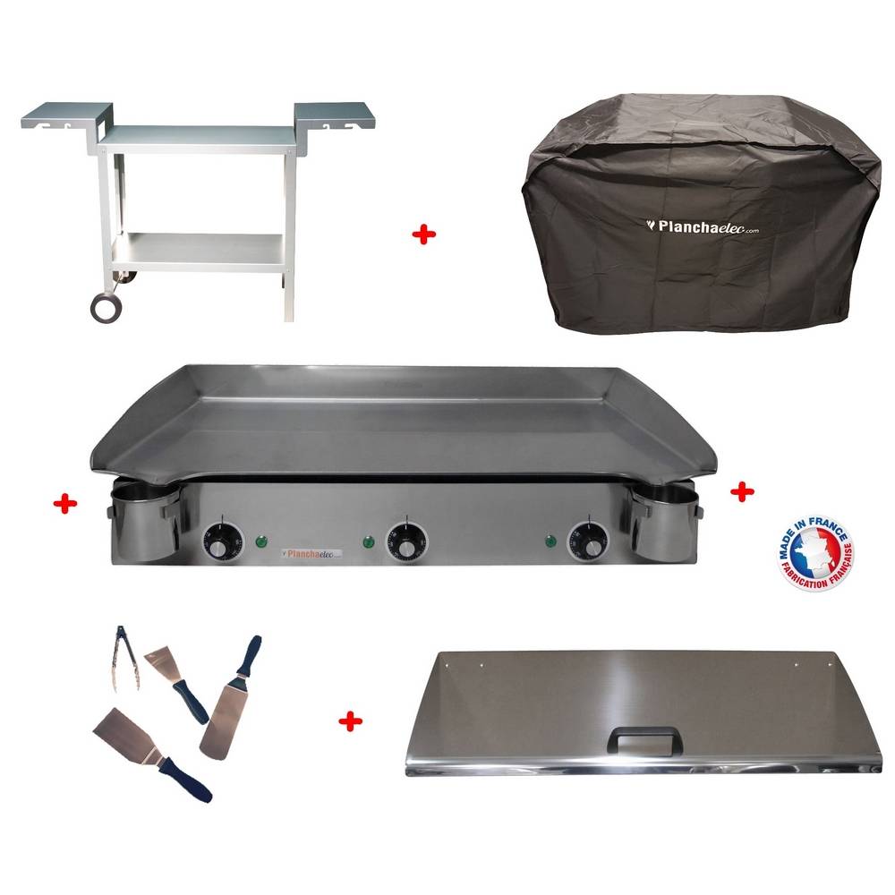 Planchaelec - Pack plancha électrique PLANCHAELEC LUX 830 INOX - CHARIOT ODEON 830 - Image 1