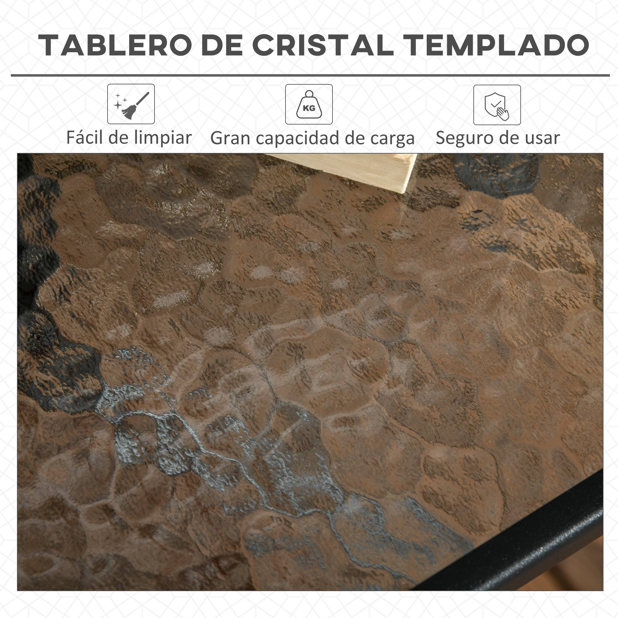 Table de jardin carrée métal verre terrasse trou pour parasol 76x76cm noir - ComfortXL Outdoor Living - Image 7