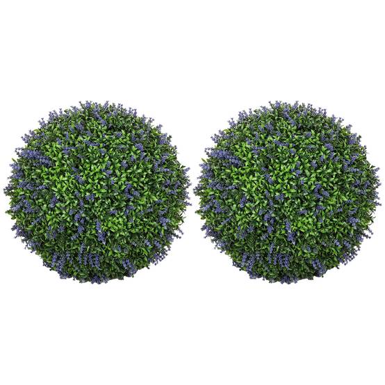 Set 2 sphères artificielles lavande maison/jardin Ø42cm, vert/violet - Image 2