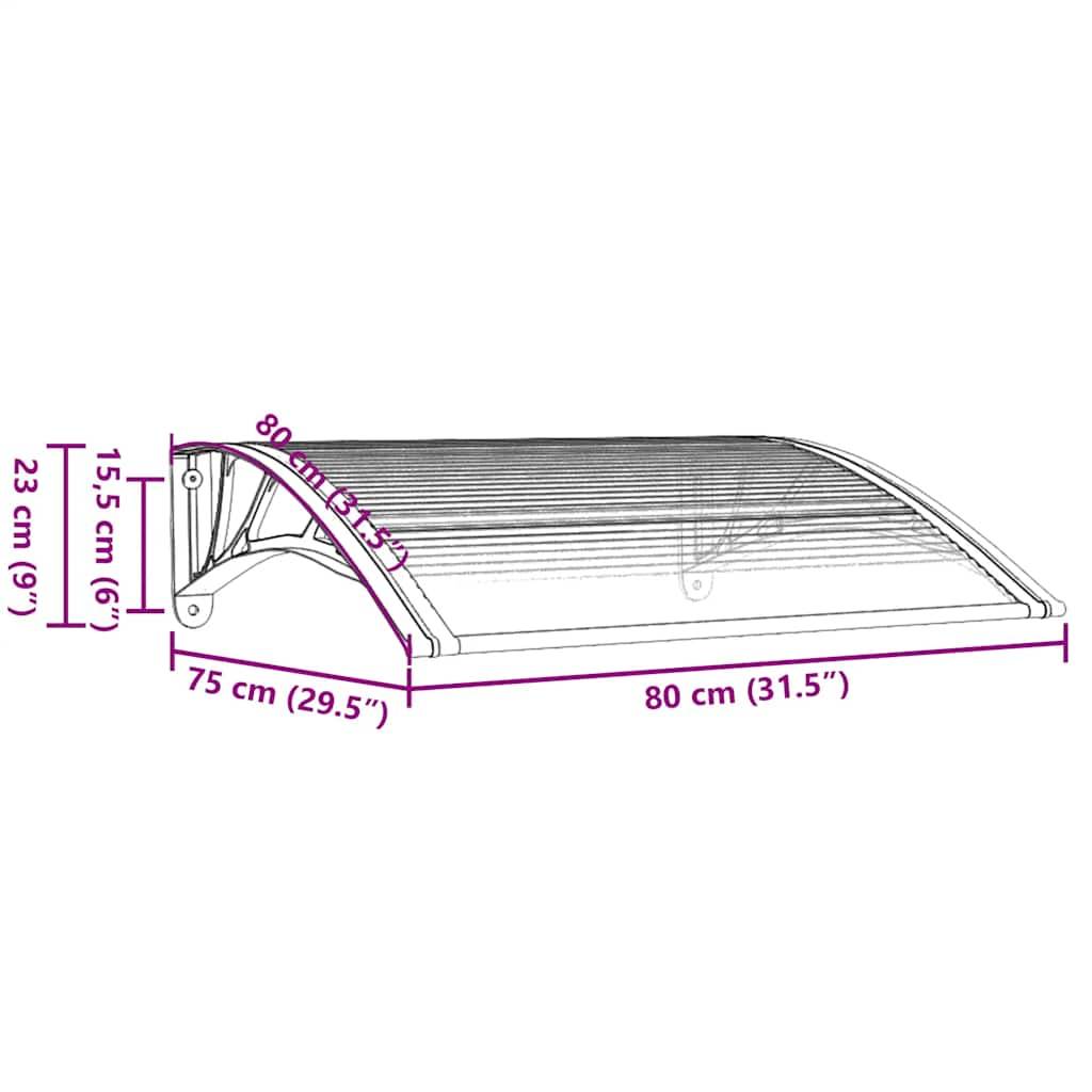 Maison Chic - Store banne | Auvent de porte gris et transparent 80 x 75 cm en polycarbonate Maison Chic - Image 7