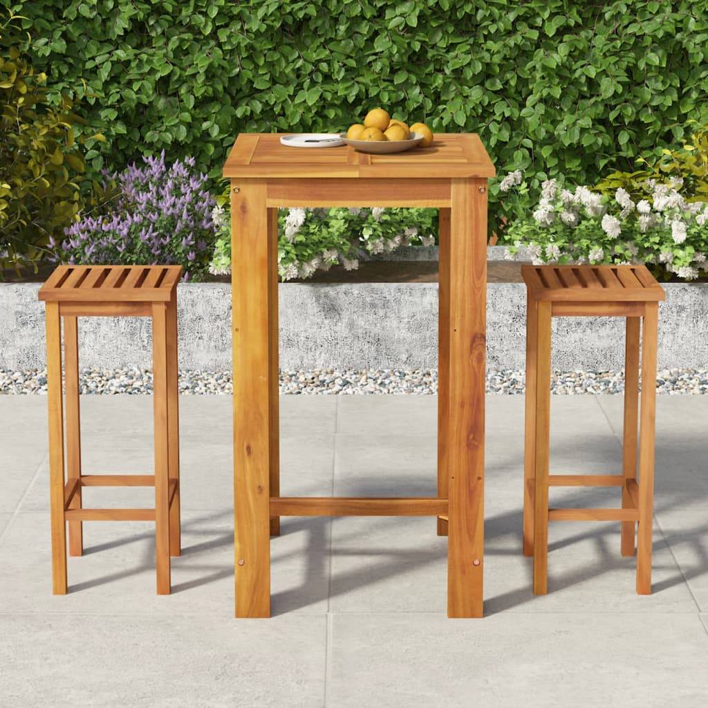 Maison Chic - Ensemble de 3 pcs bar de jardin - Mobilier d'extérieur - Mobilier de jardin bois d'acacia solide-JU2237 - Image 2