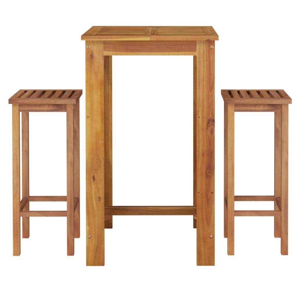 Maison Chic - Ensemble de 3 pcs bar de jardin - Mobilier d'extérieur - Mobilier de jardin bois d'acacia solide-JU2237 - Image 3