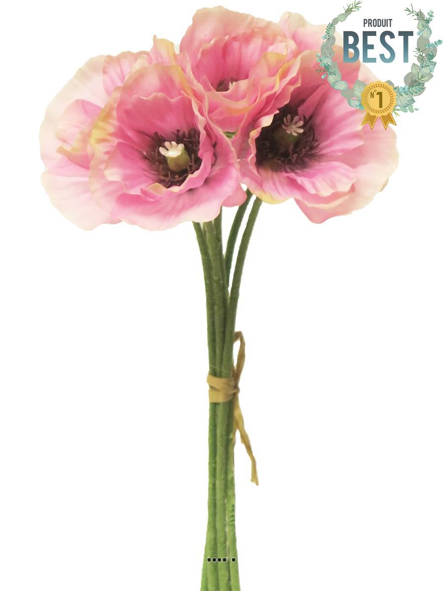 Artificielles - Bouquet de Pavot artificiel, H 29 cm Rose - BEST - couleur: Rose - Imagen 1