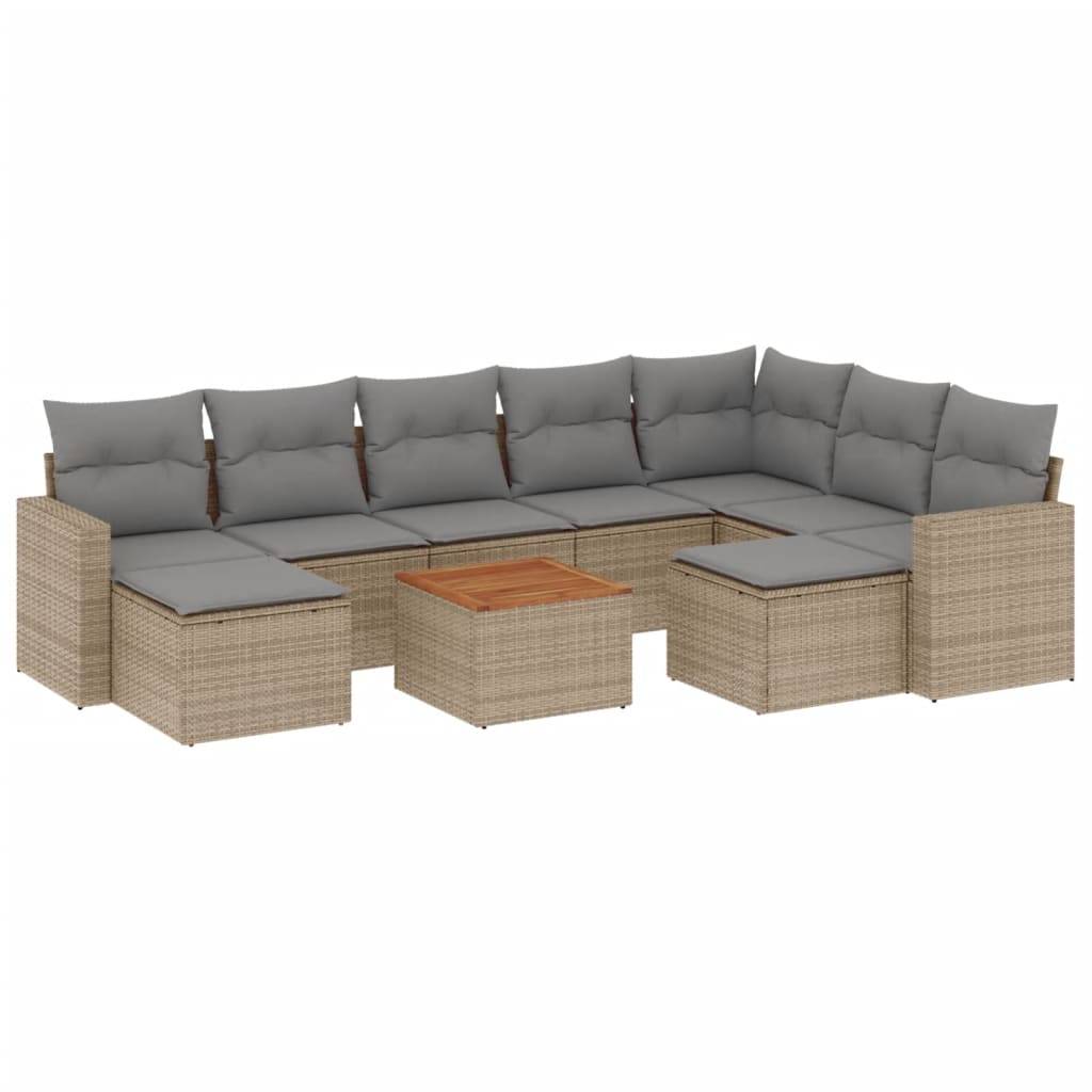 Salon de Jardin d'Angle Beige 10 Pièces en Résine Tressée avec Coussins Gris Clair – ComfortXL Outdoor Living - Image 2