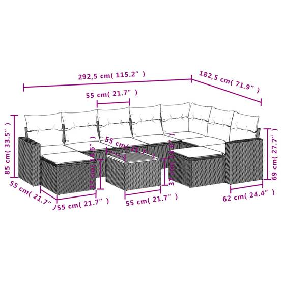 Salon de Jardin d'Angle Beige 10 Pièces en Résine Tressée avec Coussins Gris Clair – ComfortXL Outdoor Living - Image 3