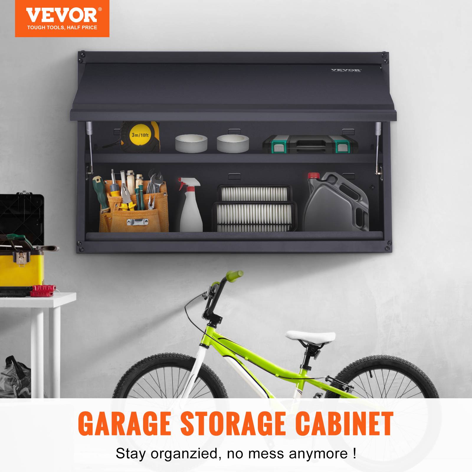 VEVOR Armoire garage métal, charge 54 kg/étagère, réglable. Porte à verrouillage poussoir. Pour bureau, atelier. - Image 2