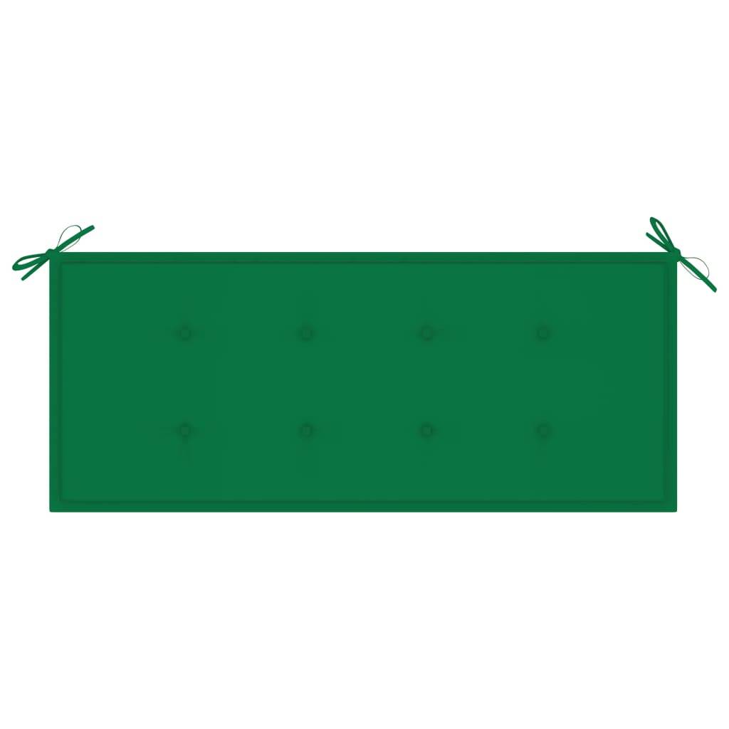 Helloshop26 - Banc de jardin meuble de patio d'extérieur terrasse avec coussin vert 120 cm bois de teck massif - Imagen 6