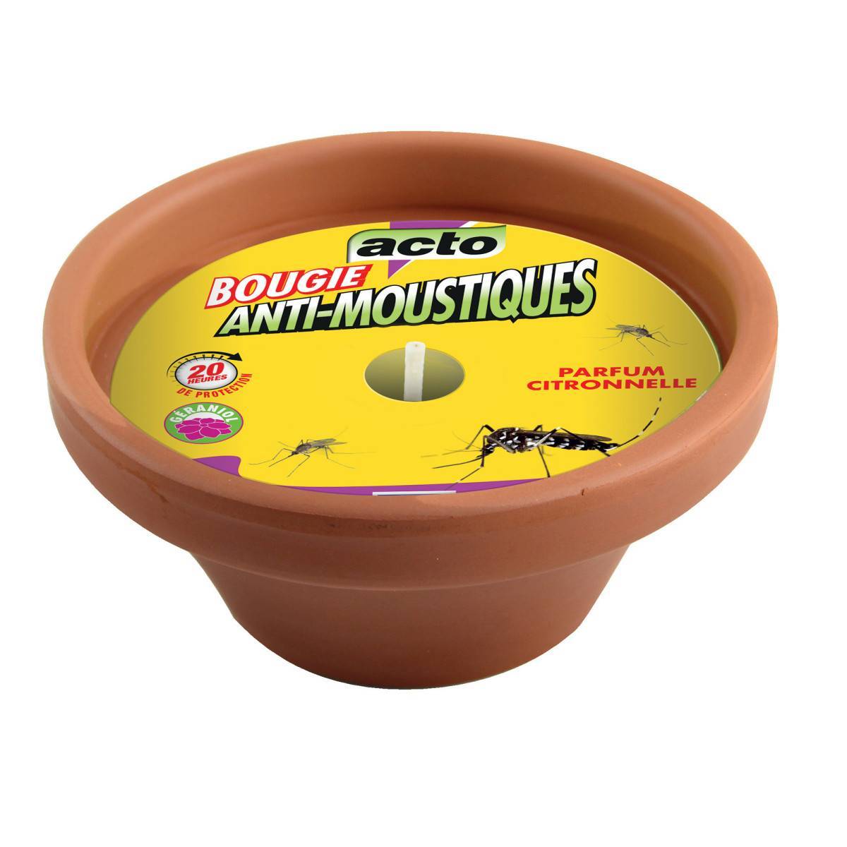 Acto - Bougie Citronnelle Géraniol en Pot de Terre Cuite: Élégance et Protection - Imagen 1