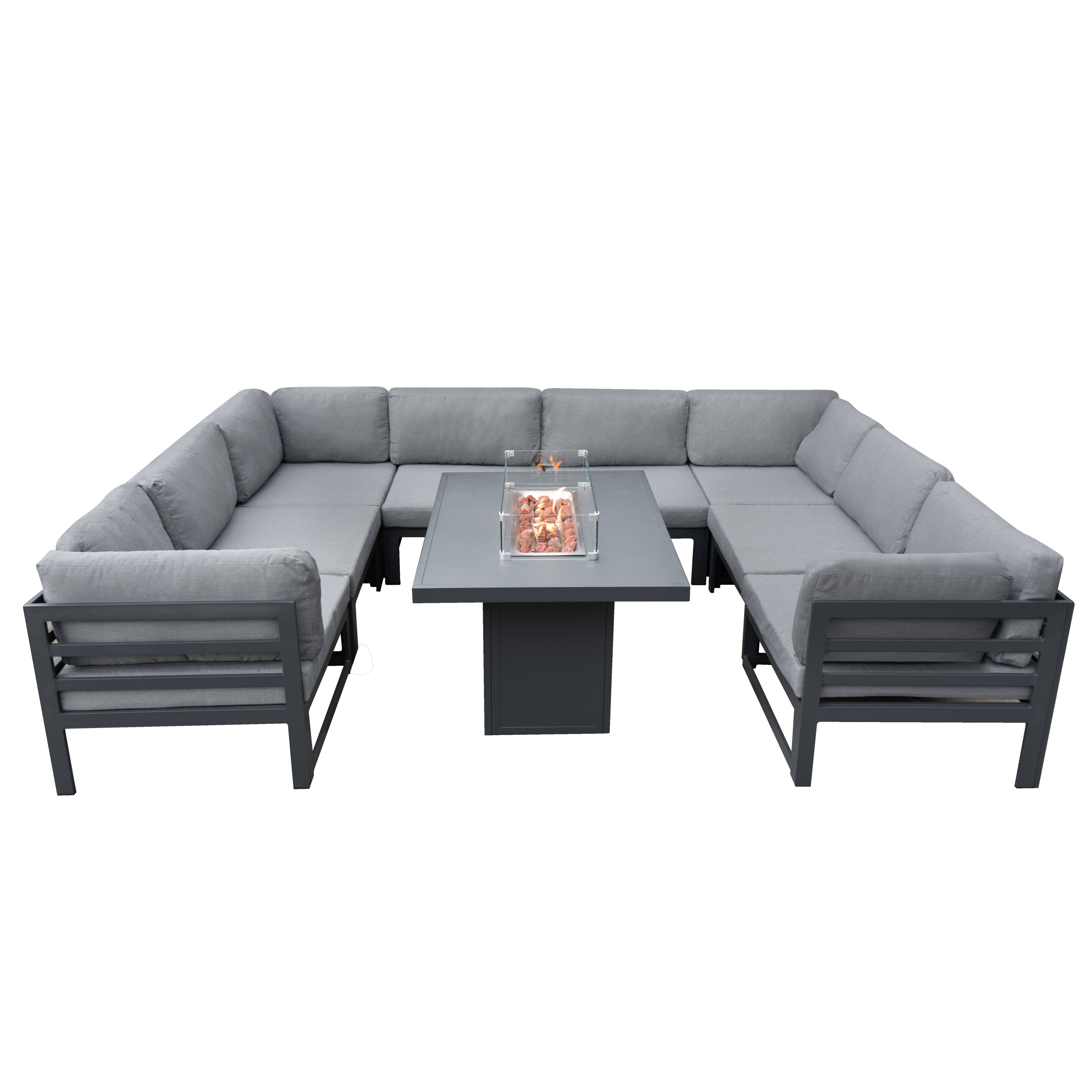 Monstershop - Salon de Jardin en Aluminium 8 Personnes & Table Foyer au Gaz - Image 1