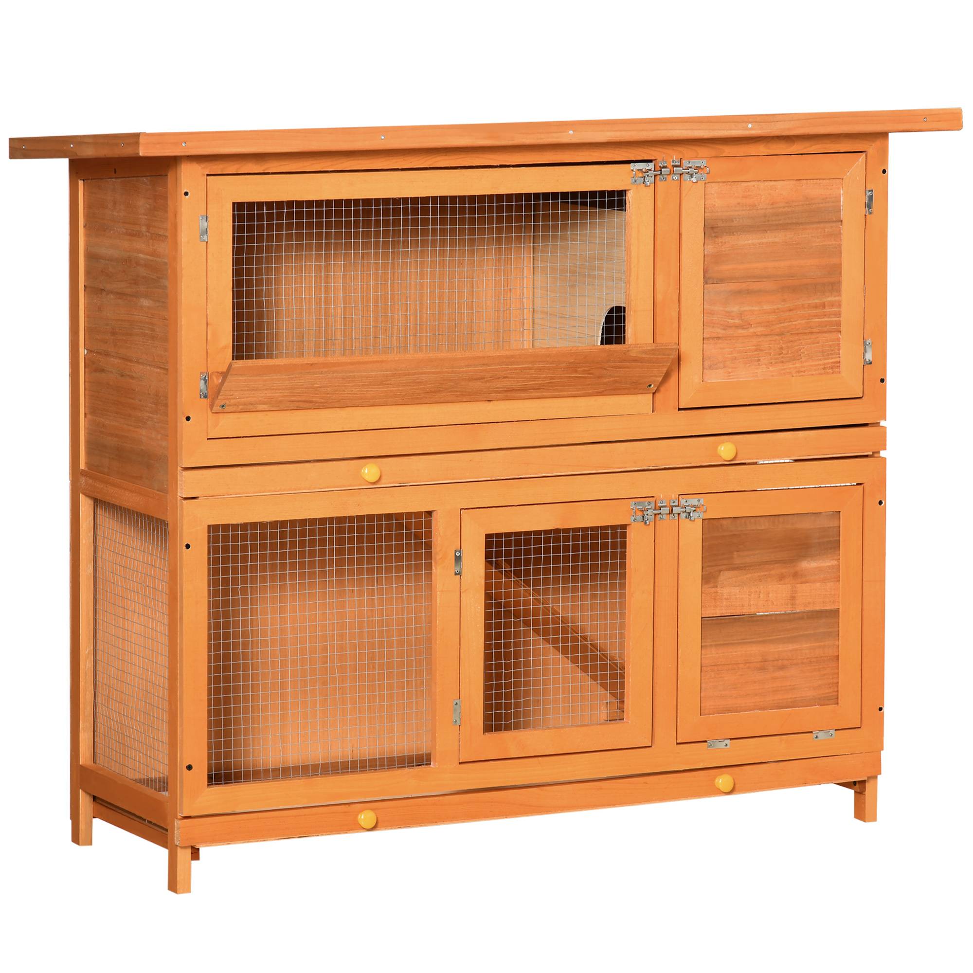 Sans Marque - Clapier extérieur bois clapier enclos 2 étages 122x48x100 cm - Image 1
