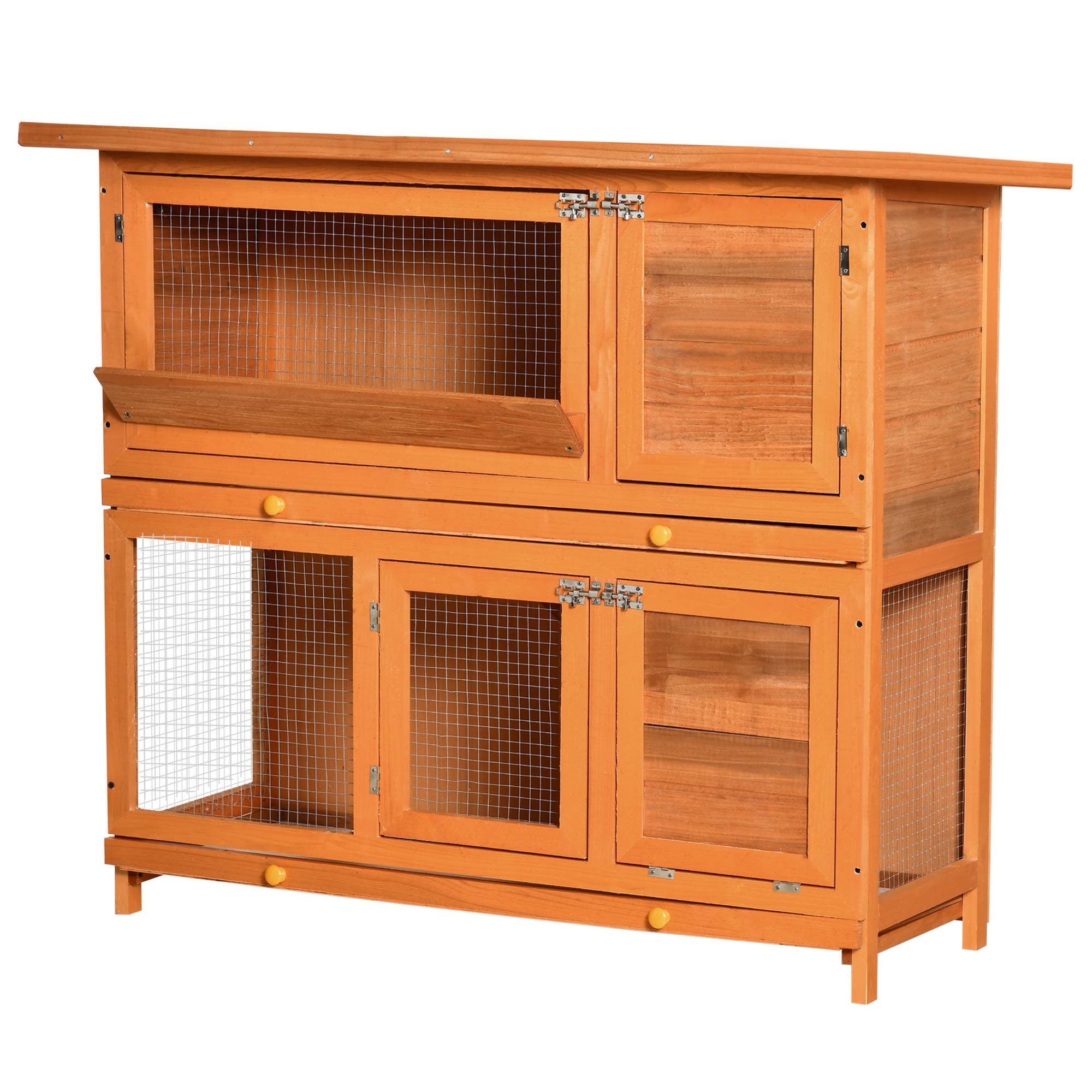 Sans Marque - Clapier extérieur bois clapier enclos 2 étages 122x48x100 cm - Image 2