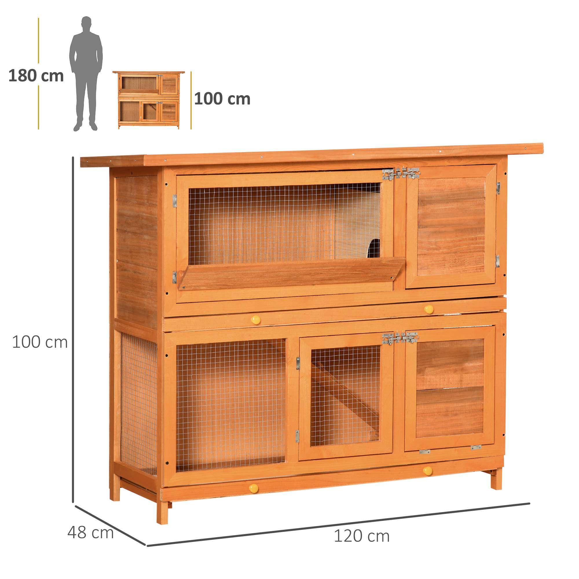 Sans Marque - Clapier extérieur bois clapier enclos 2 étages 122x48x100 cm - Image 5