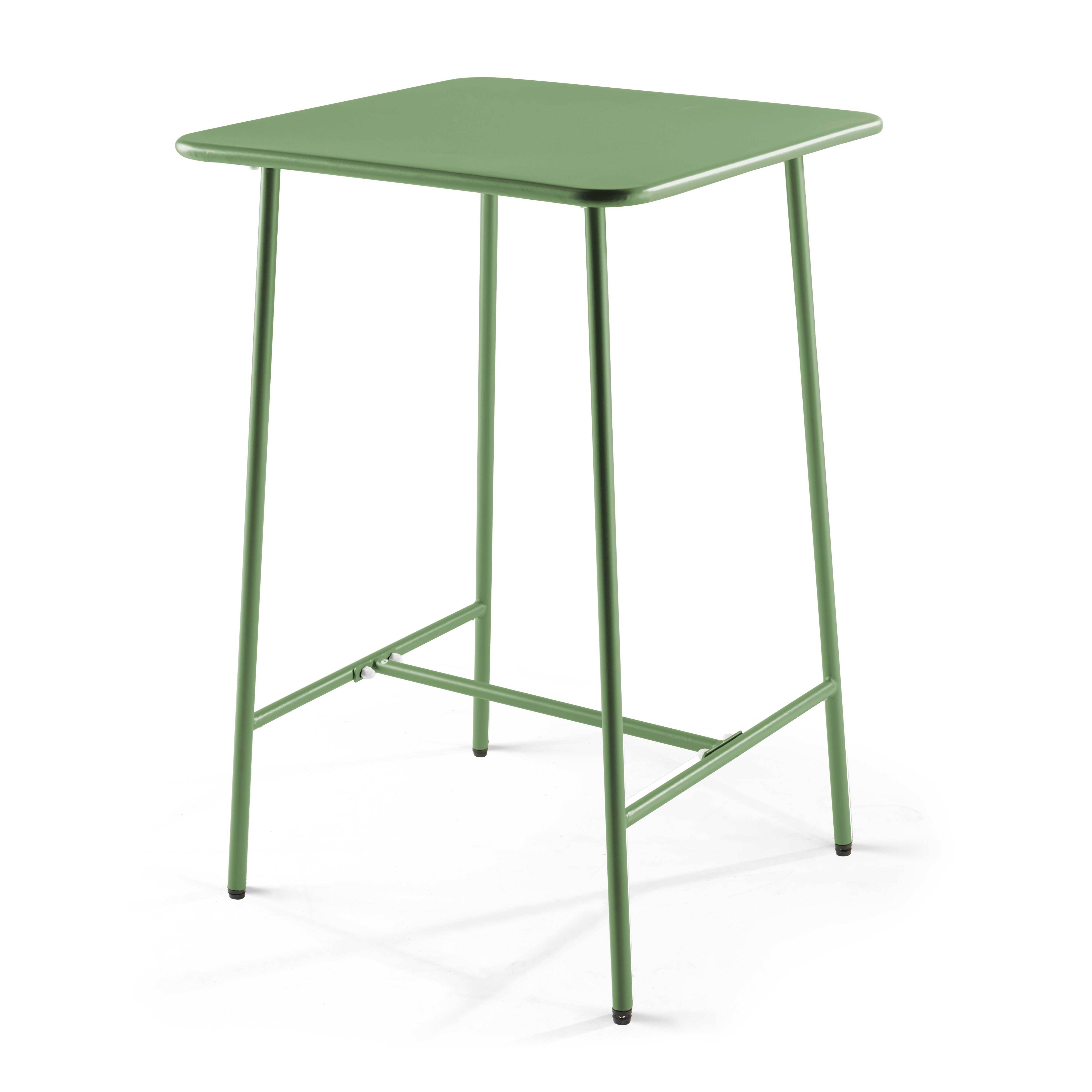 Oviala - Ensemble table de bar et 2 chaises hautes en métal vert cactus Palavas - Oviala - Imagen 6