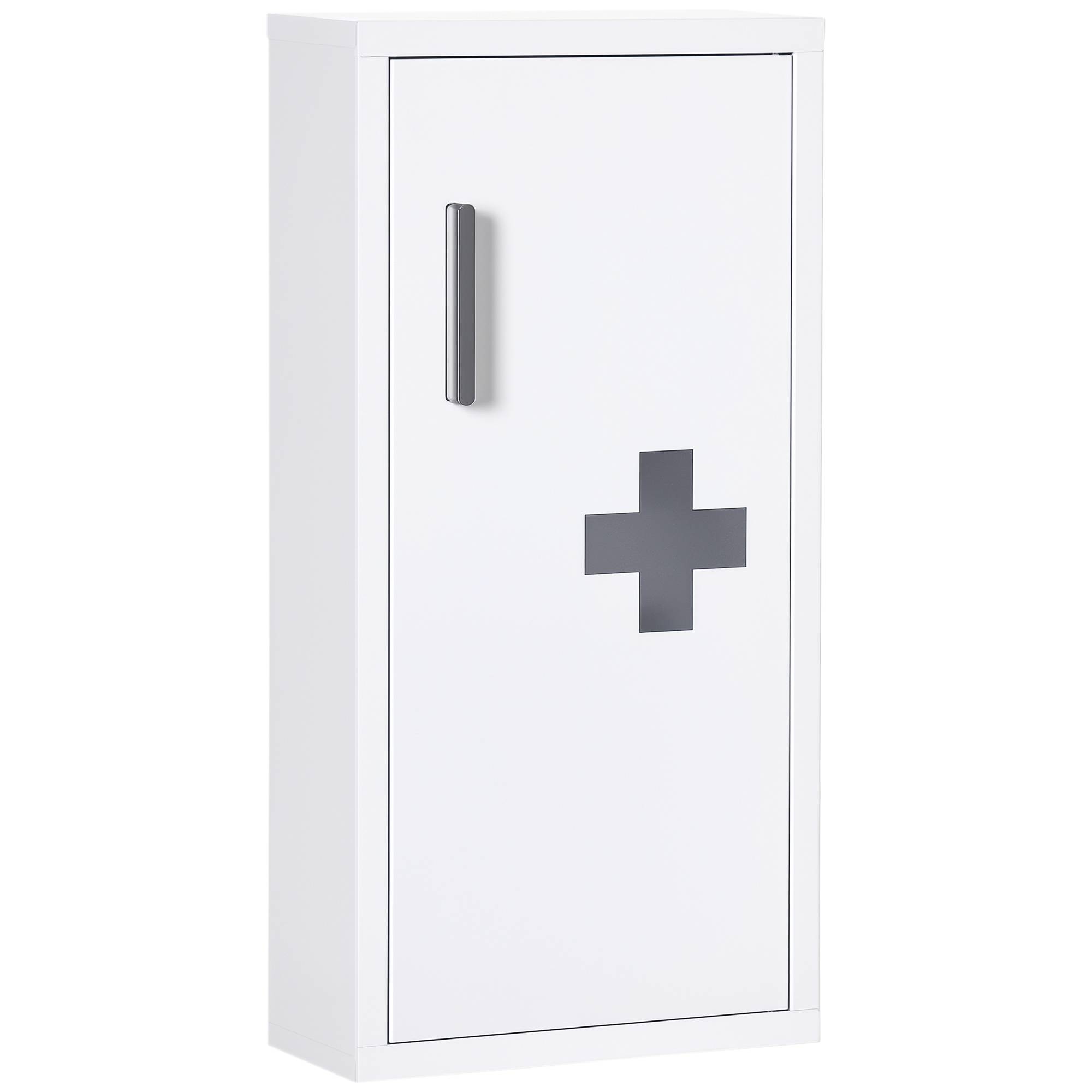Sans Marque - Armoire pharmacie murale 2 étagères 3 niveaux porte aimantée métal 30x12x60 cm blanc - Image 1