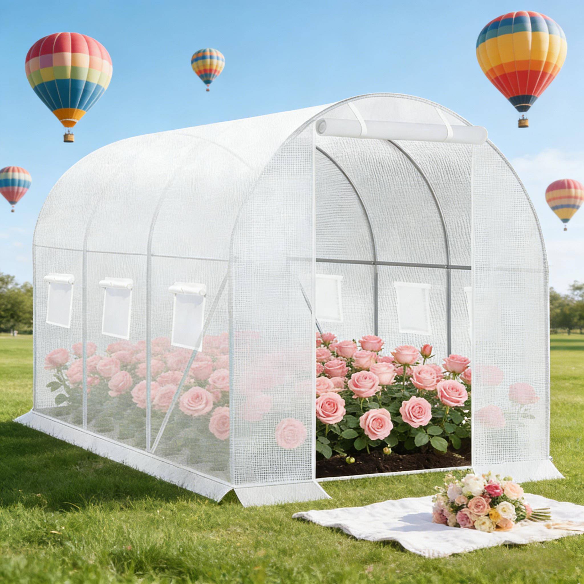 Serre de Jardin Tunnel Acier PE pour Plantes et Tomates Protection Anti-UV 300x200x190cm Blanc - ComfortXL Outdoor Living - Image 1
