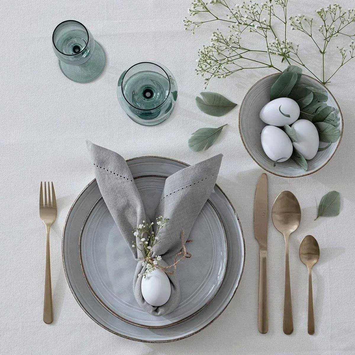Lot de 4 Serviettes de table en Coton Gris clair 40 x 40 cm - Image 4