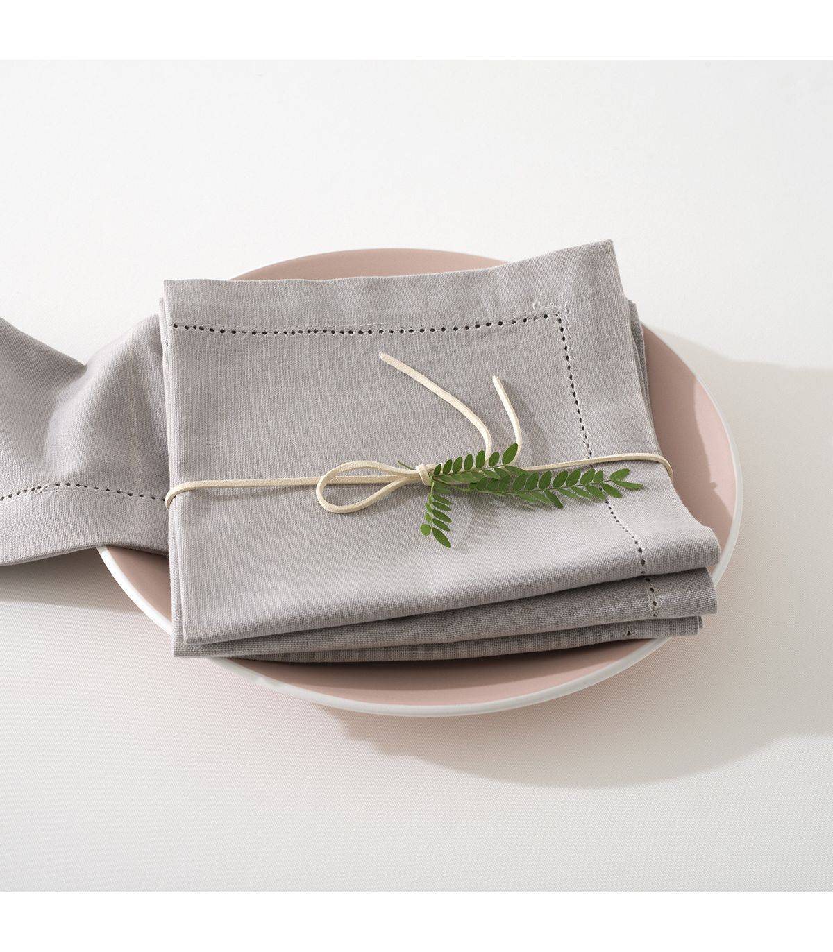 Lot de 4 Serviettes de table en Coton Gris clair 40 x 40 cm - Image 3
