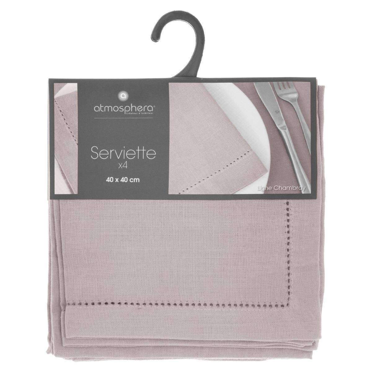 Atmosphera - Lot de 4 serviettes de table "Chambray" gris souris 40x40cm - Atmosphera Créateur d'intérieur - Imagen 2