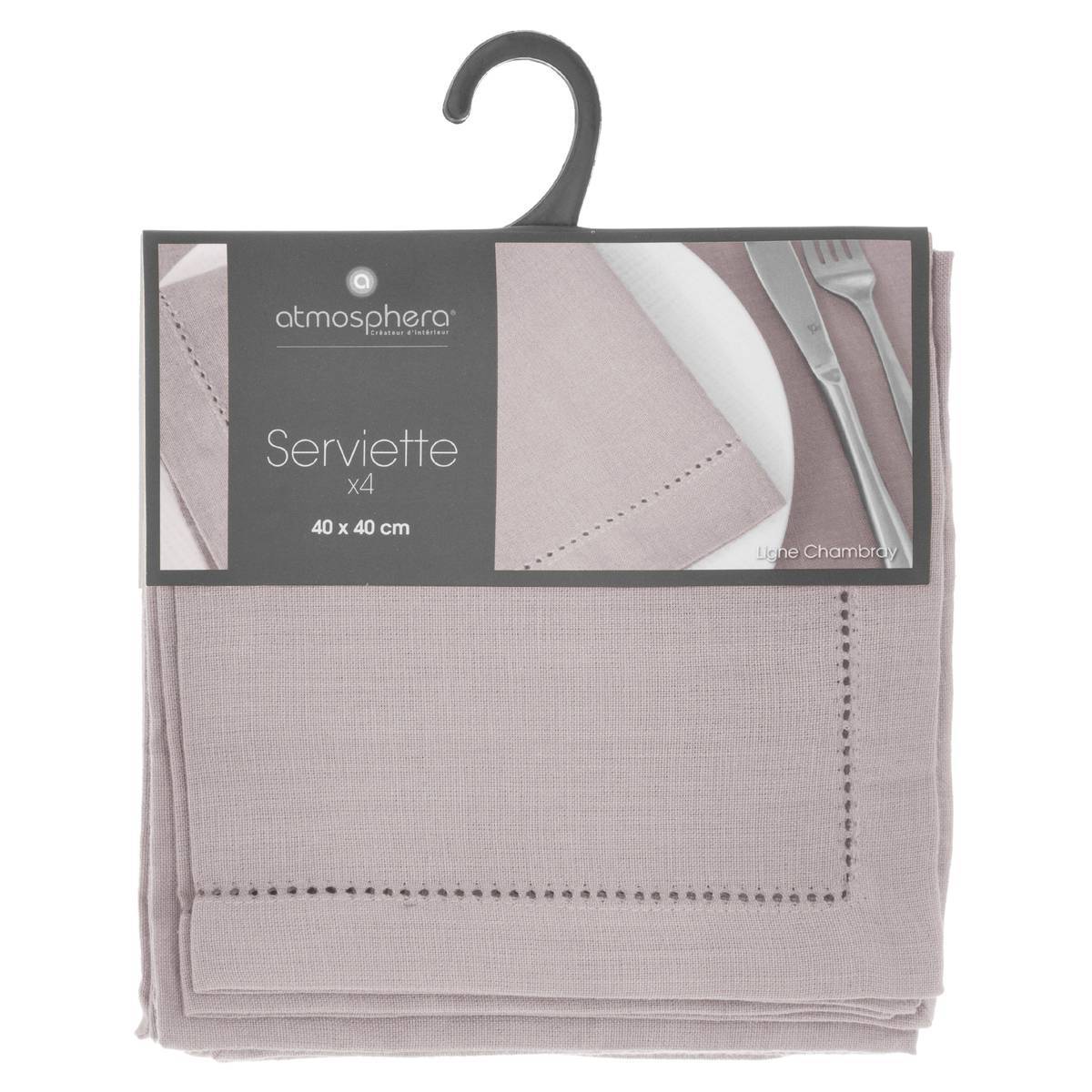 Atmosphera - Lot de 4 serviettes de table "Chambray" gris souris 40x40cm - Atmosphera Créateur d'intérieur - Imagen 3